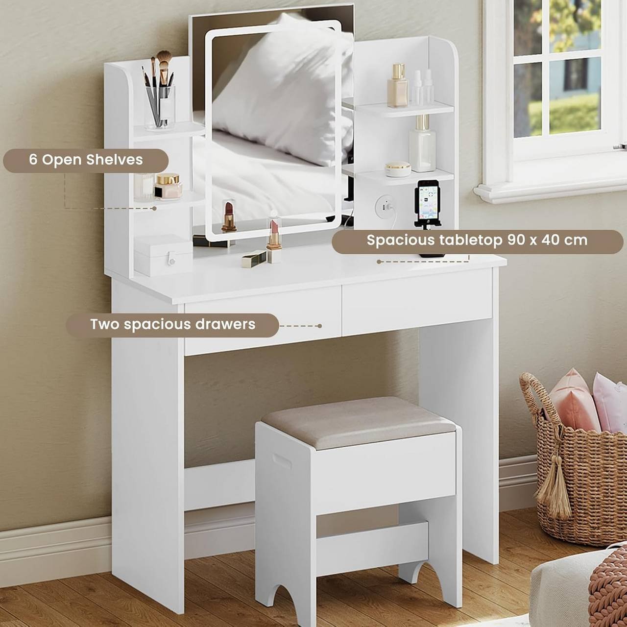 Miroir LED allumé